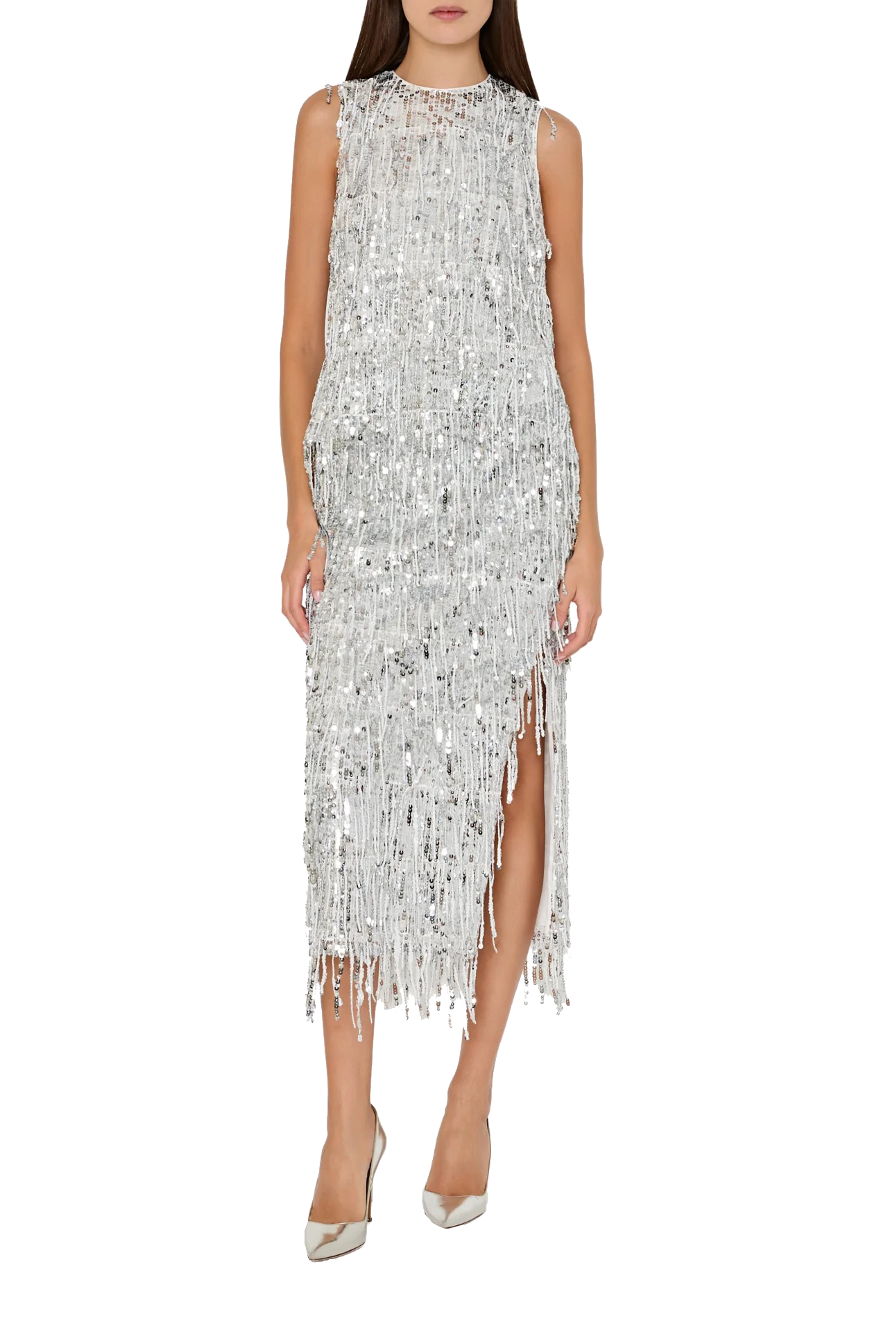 ROXANNE FRINGE SEQUIN MIDI SKIRT - sassanova