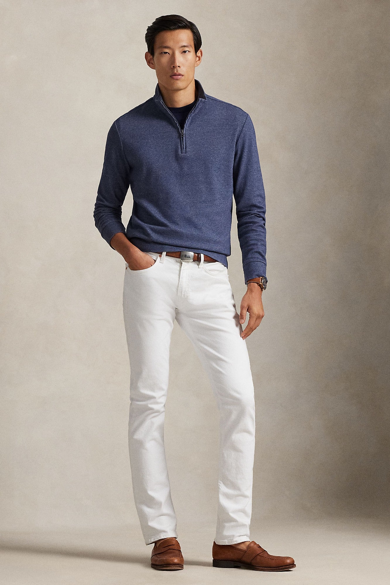 LONG SLEEVE TEXTURED 1/2 ZIP PULLOVER - Sweaters - Novaman