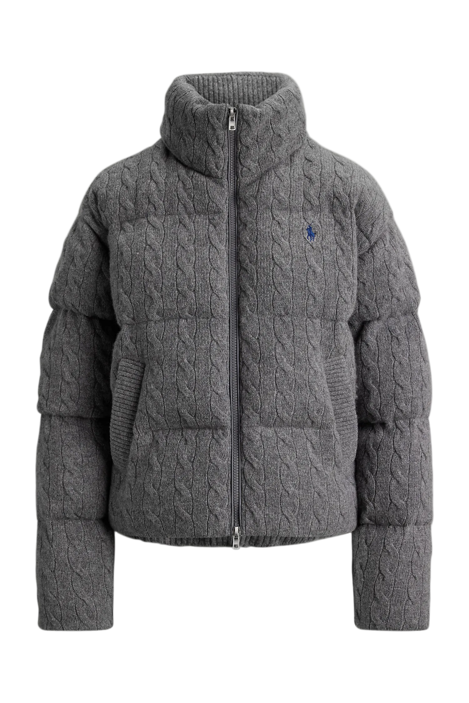 WOOL & CASHMERE CABLE PUFFER JACKET