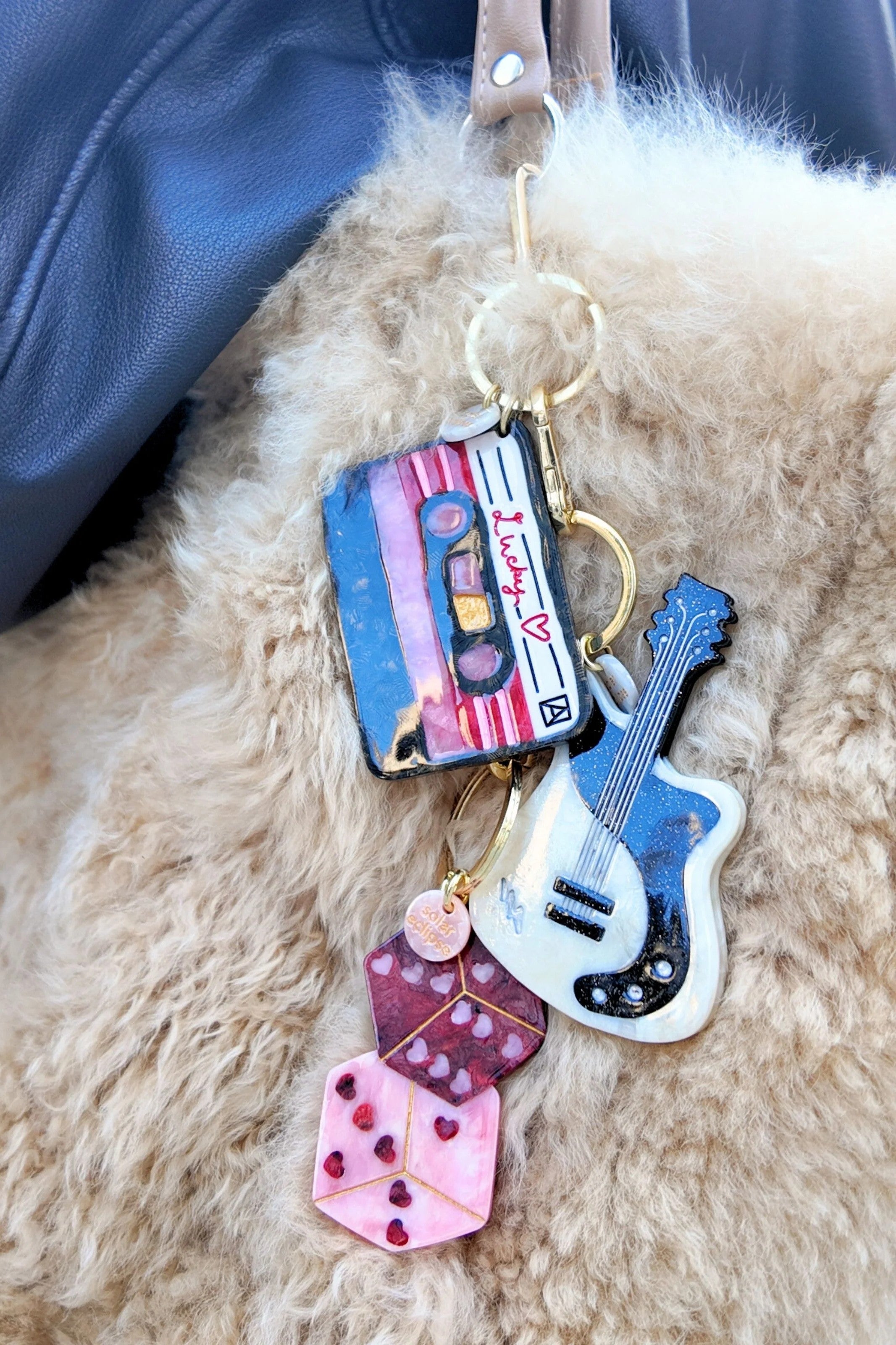 HAND PAINTED LUCKY DICE BAG CHARM & KEYCHAIN - sassanova