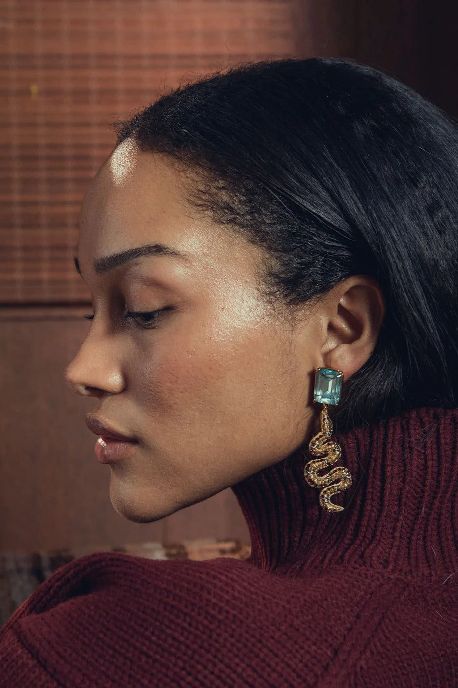 SNAKE DROP EARRINGS- BLUE MULTI - Sassanova