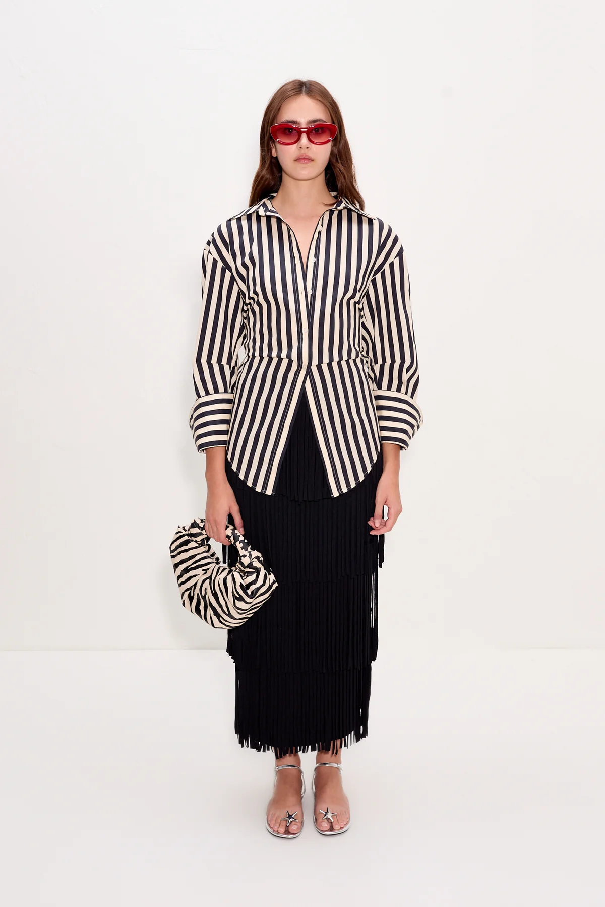 LOCH STRIPED POPLIN BUTTON UP - Blouses - Sassanova