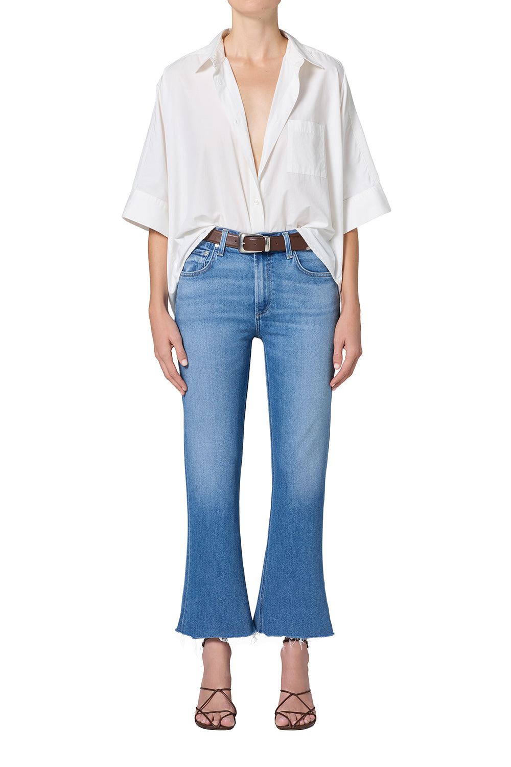 GOLDIE KICK FLARE RAW HEM JEAN - Jeans - Sassanova