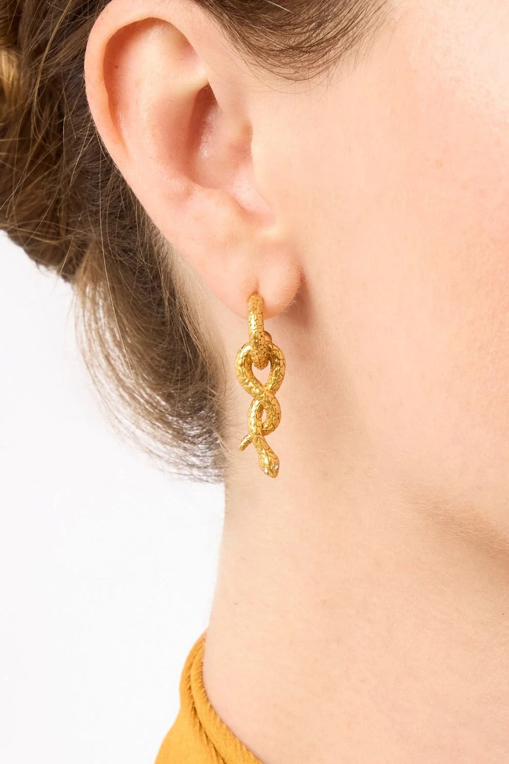 SNAKE HOOP & CHARM EARRING- GOLD - Earrings - Sassanova