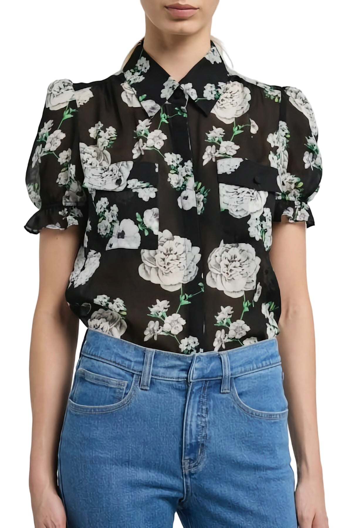 MINA FLORAL GEORGETTE SHIRT - Blouses - Sassanova