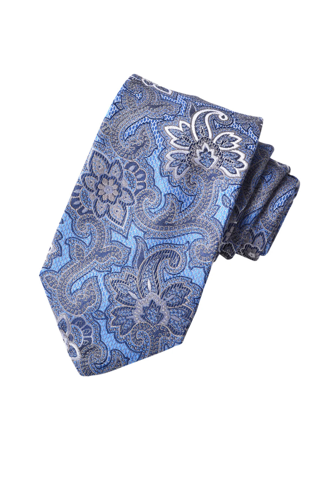 FLORAL PAISLEY SILK TIE SKY - Ties - Novaman