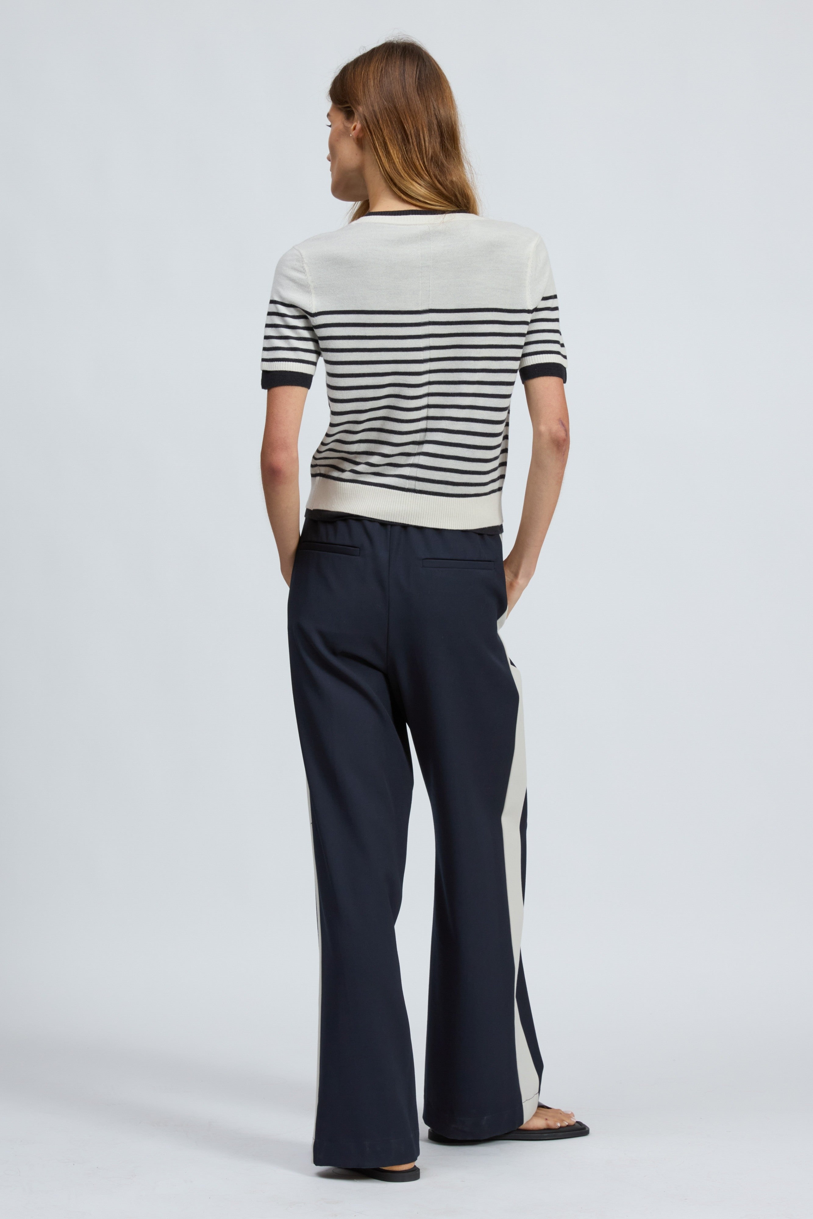 ANNE SHORT SLEEVE STRIPE CARDIGAN - Sweaters - Sassanova