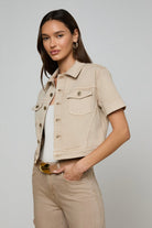 KIRSTIE SHORT SLEEVE CROP JACKET - Jackets - Sassanova