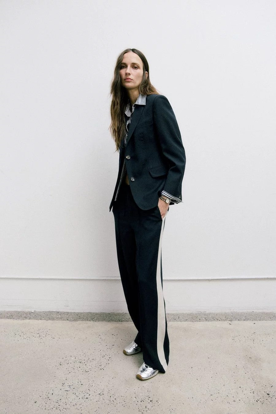 SIENA WOOL SIDE STRIPE PANT - Pants - Sassanova