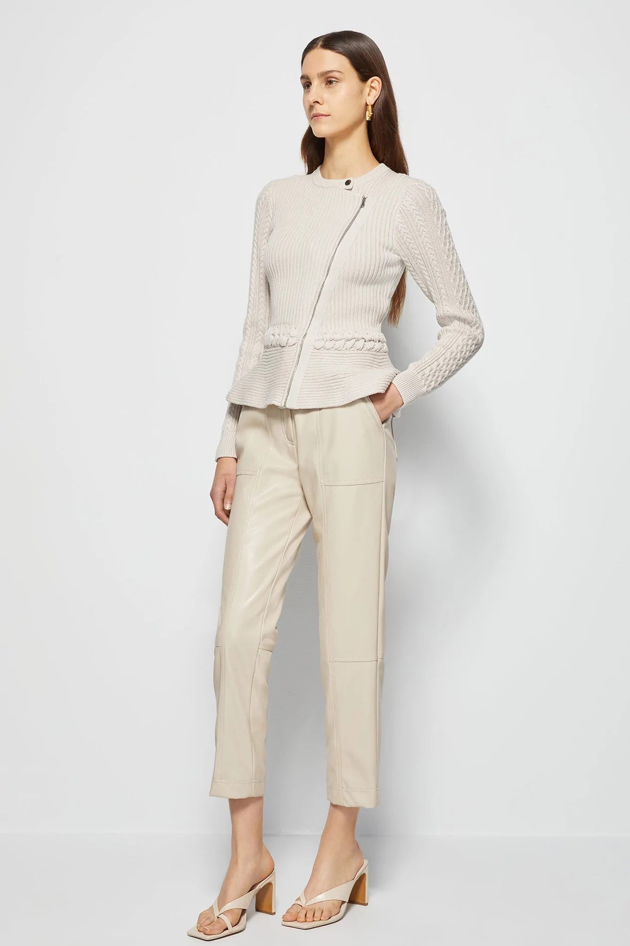 ANDI PEPLUM JACKET in stone-sassanova