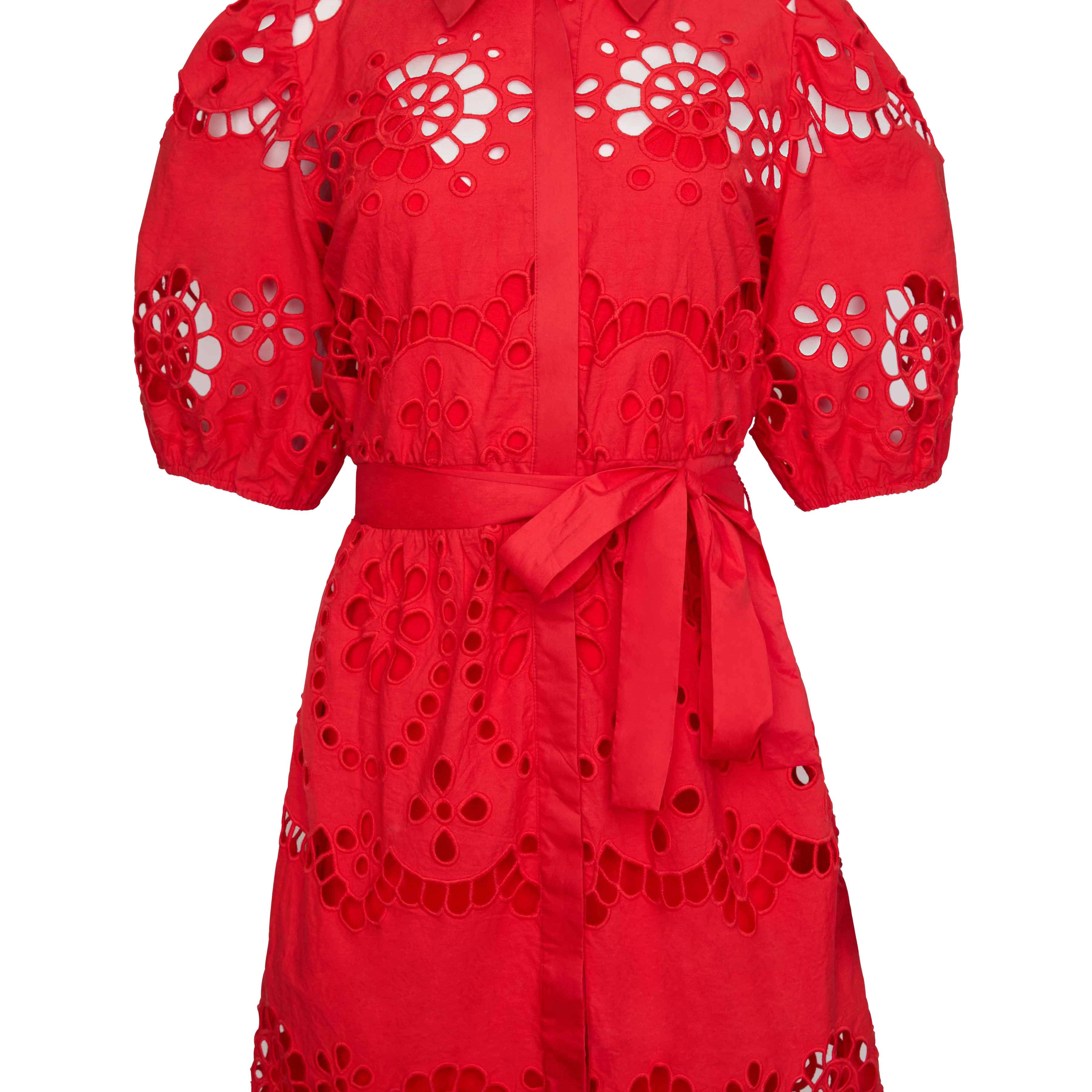 ELOISE EYELET DRESS RED LACE / L ELOISE EYELET DRESS RED LACE / L
