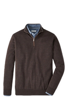 Autumn Crest suede 1/4 zip sweater in solid dark brown-novaman