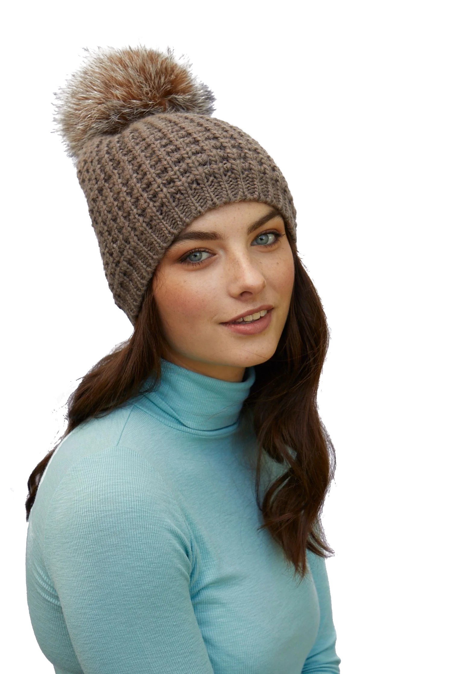 CLASSIC FOX FUR BEANIE- TAUPE/CRYSTAL - Sassanova