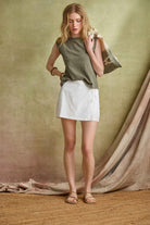 LINEN BLEND SKORT - Skirts - Sassanova