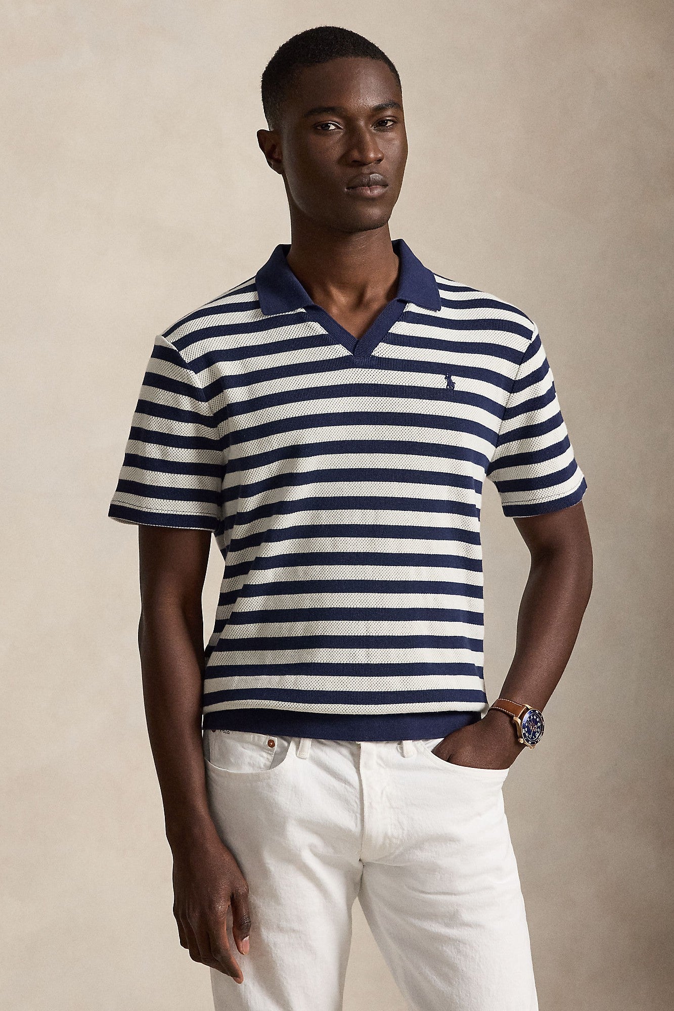 CLUB STRIPE JOHNNY COLLAR POLO - Polos - Novaman
