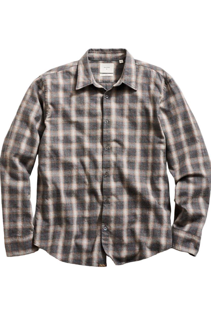 flat lay of long-sleeved Melange Grid Plaid Wilson Shirt-novaman