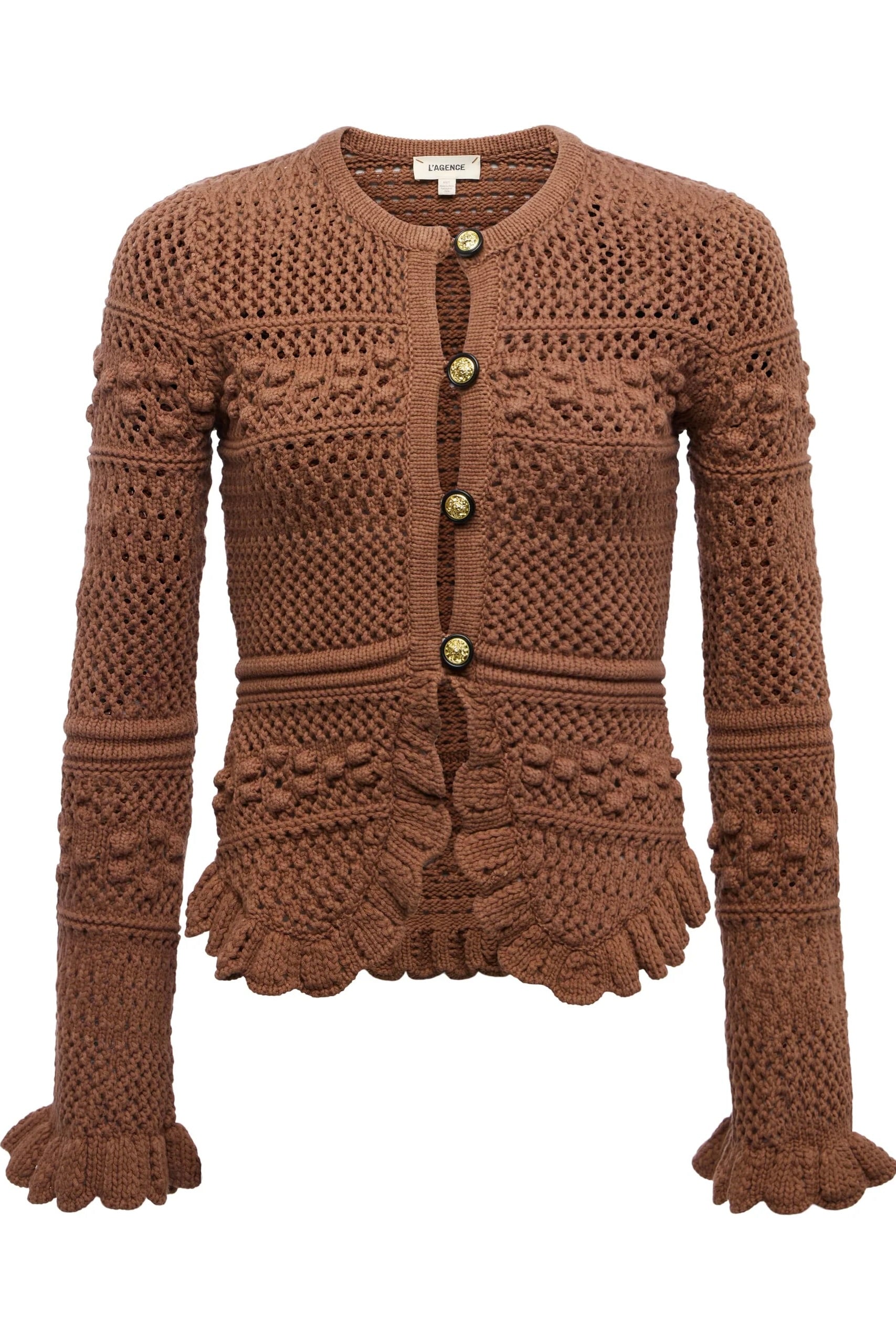 KIVA OPEN STITCH RUFFLE CARDI
sassanova