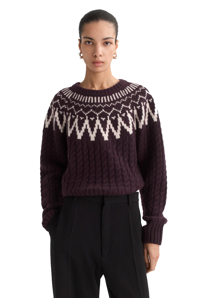 FAIR ISLE CABLE KNIT SWEATER - Sweaters - Sassanova