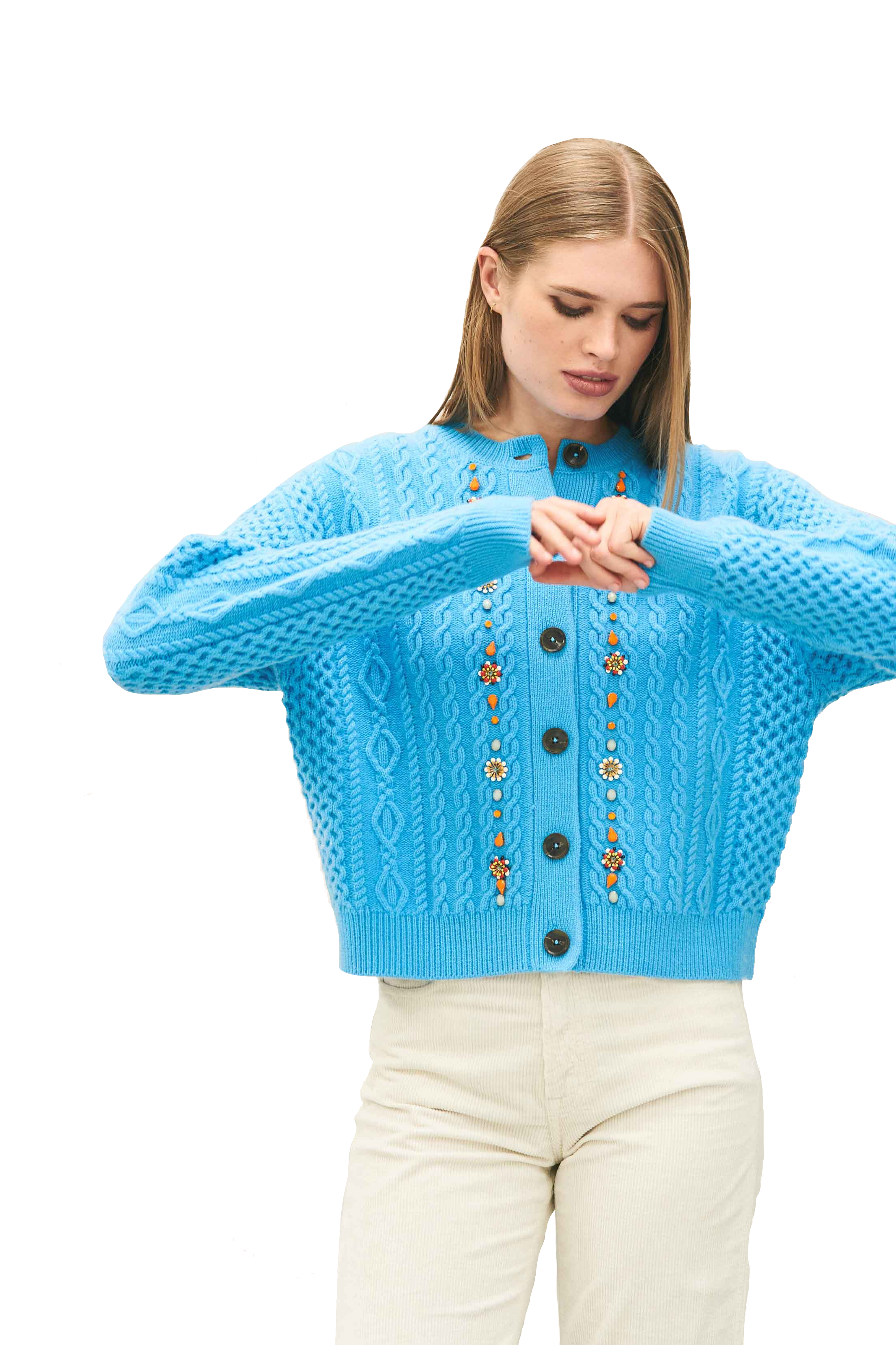 JEWEL CABLE CARDIGAN - sassanova