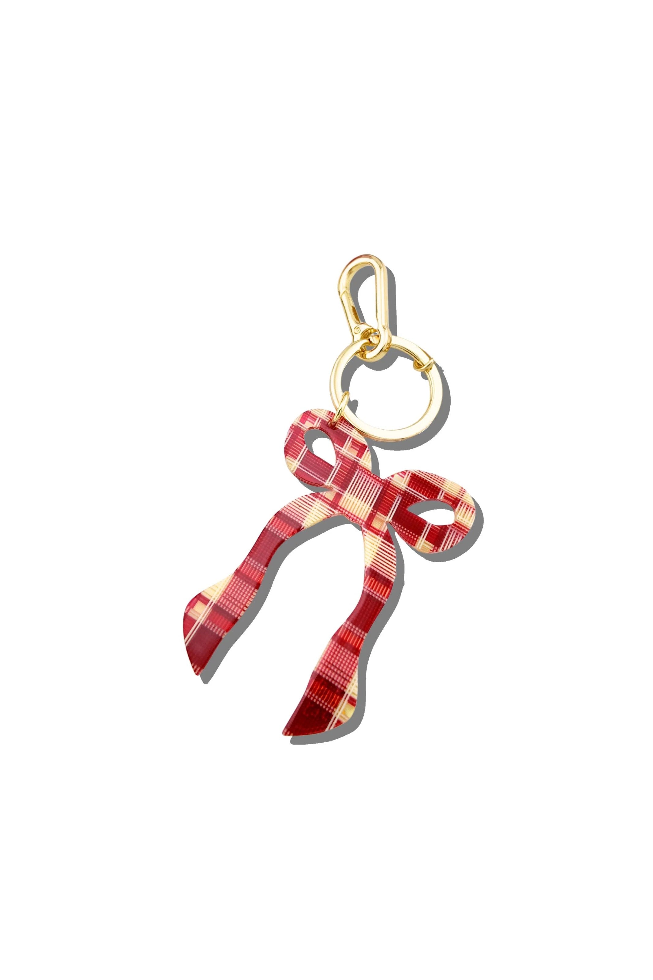 HAND PAINTED RED PLAID BOW BAG CHARM & KEYCHAIN - GIFTS: KEYCHAINS - SASSANOVA