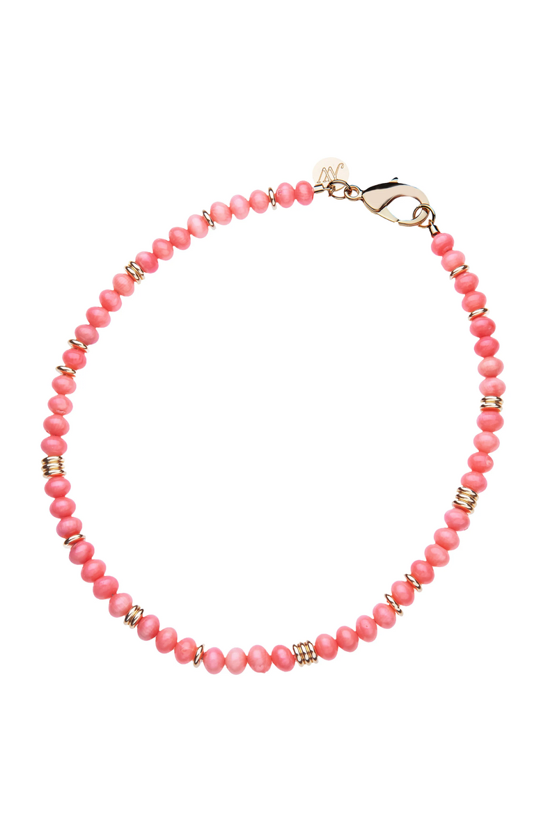 GUMDROP BEADED NECKLACE- CORAL