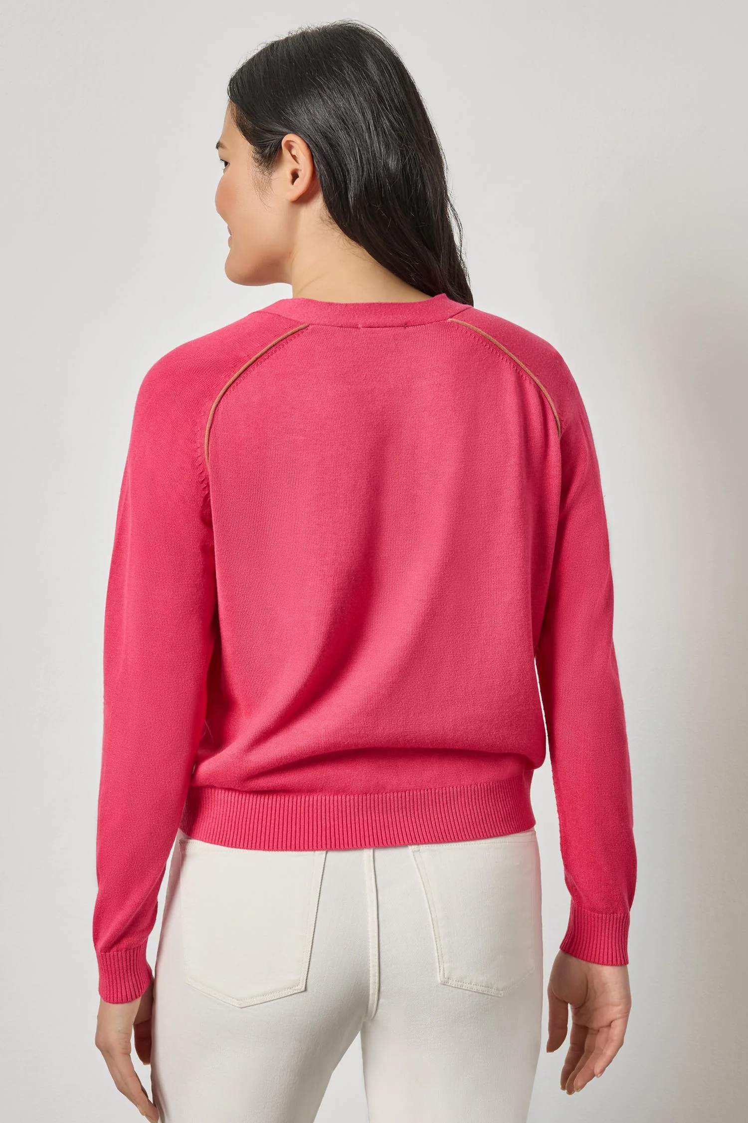 SADDLE SLEEVE V-NECK CARDIGAN - Sweaters - Sassanova
