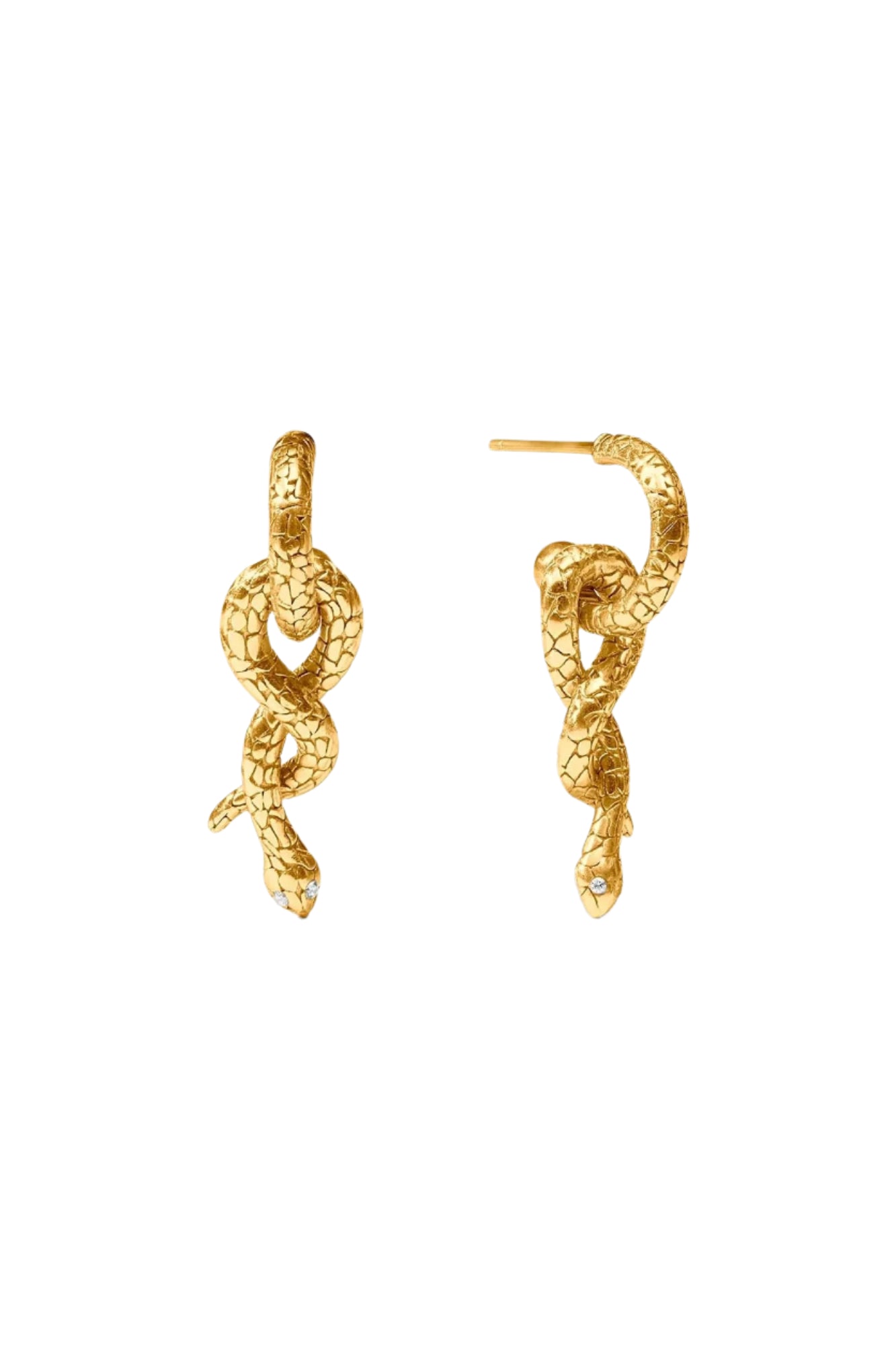 SNAKE HOOP & CHARM EARRING- GOLD - Earrings - Sassanova