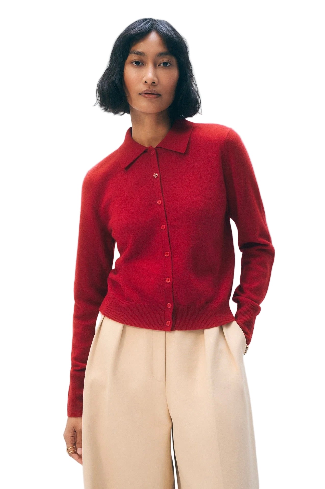 CASHMERE COLLARED CARDIGAN - Sweater - Sassanova