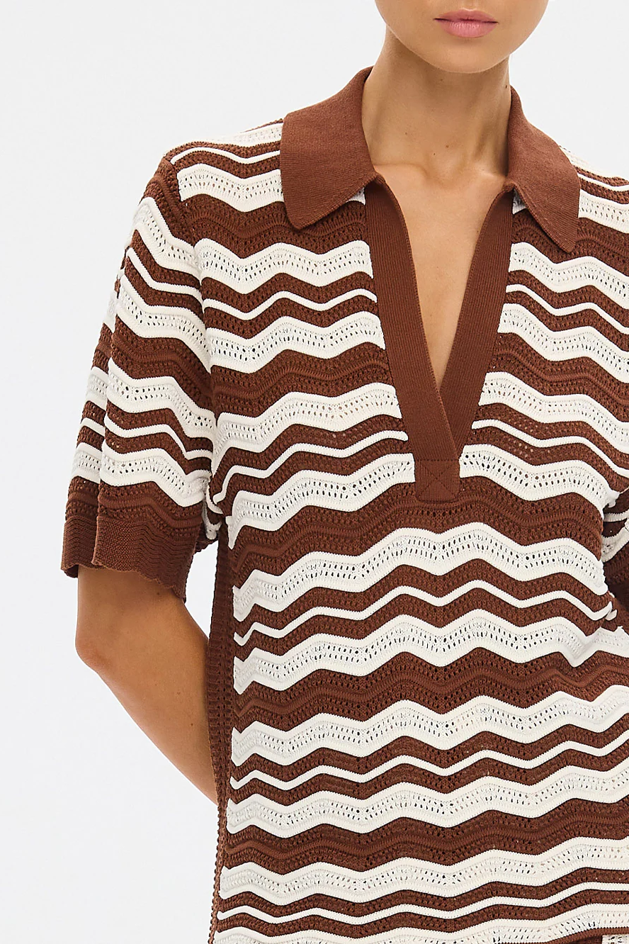 SARAH KNIT POLO TOP - Blouses - Sassanova