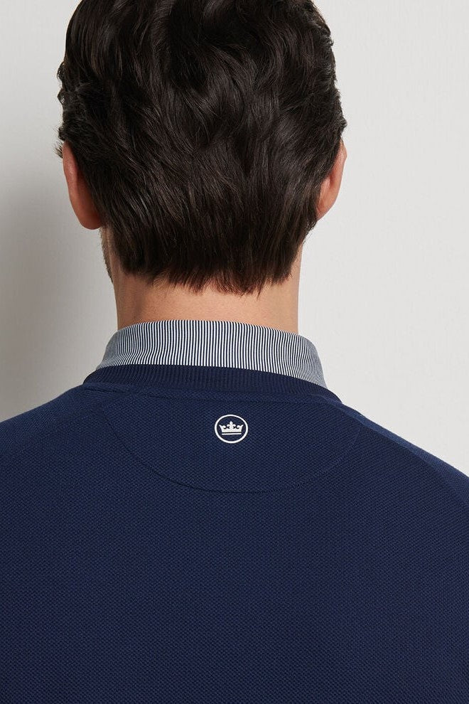 CRADLE PIQUE PERFORMANCE CREW with long sleeves in a solid dark navy color-novaman