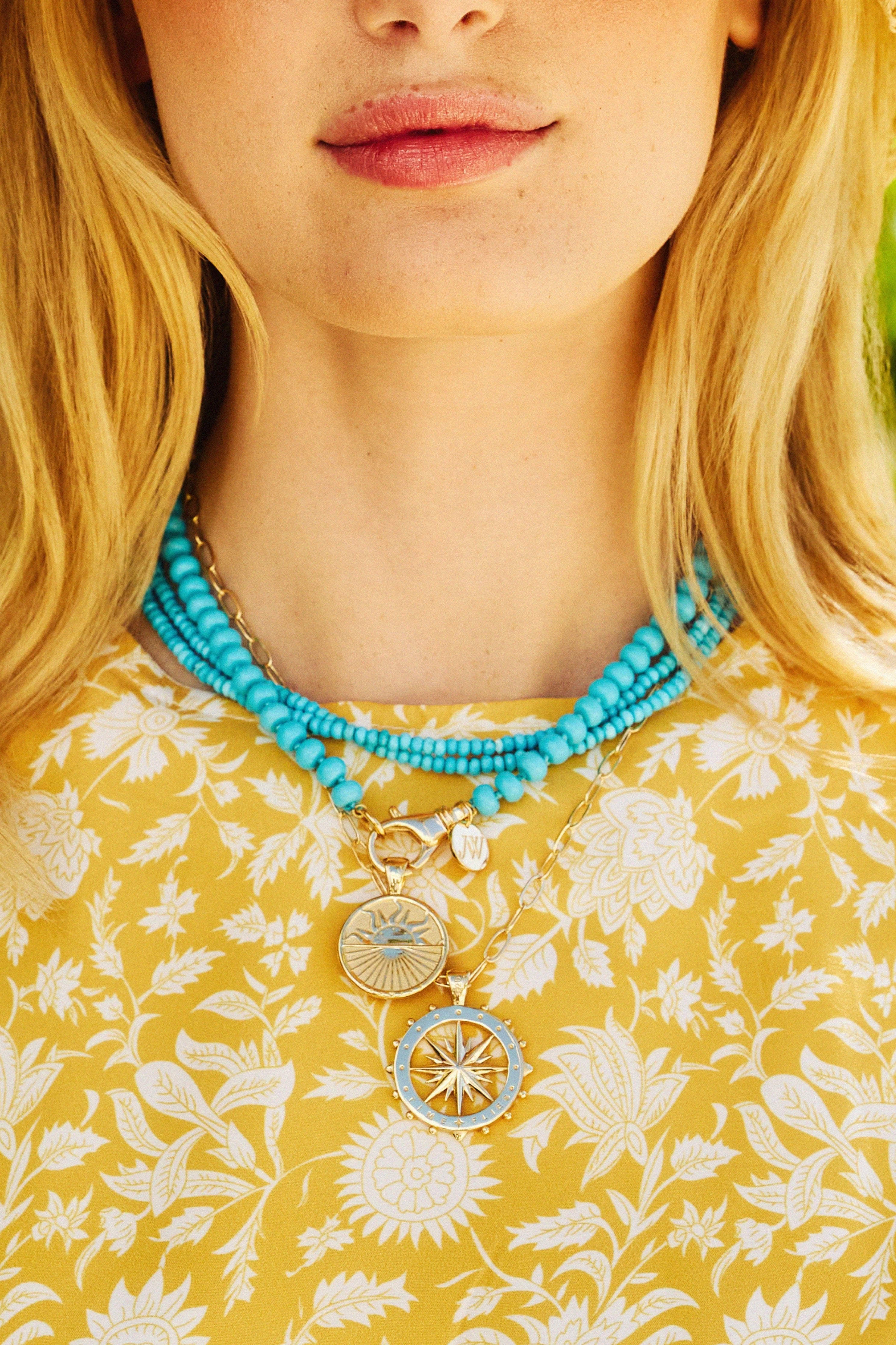 FOREVER SUNDIAL CUTOUT COIN- DRAWN LINK CHAIN - Necklaces - Sassanova
