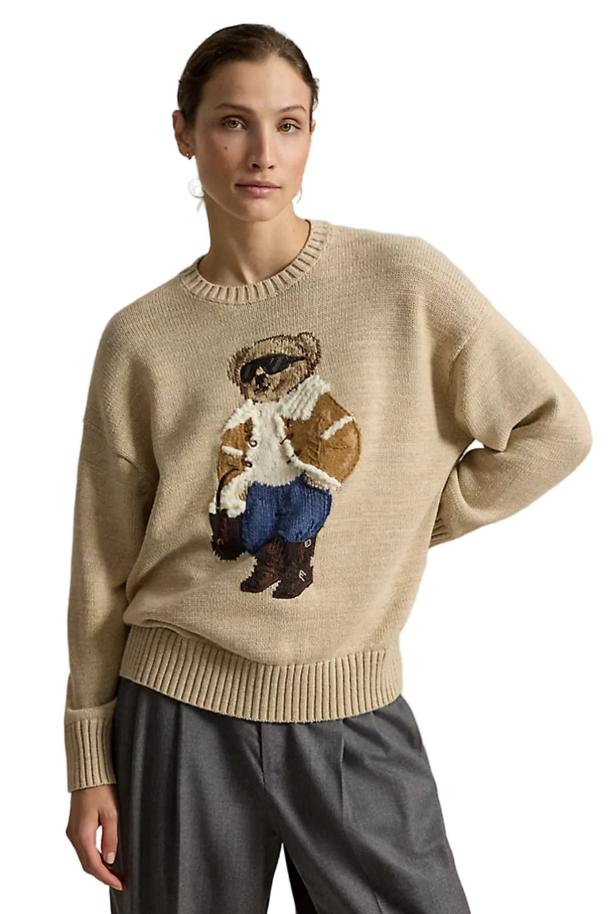 COTTON WINTER BEAR CREW NECK SWEATER Sassanova