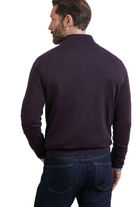 Autumn Crest suede trim sweater in dark purple with 1/4 zip neckline-novaman