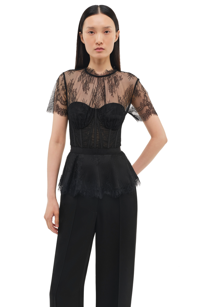 KEHLANI LACE S/S BUSTIER TOP
