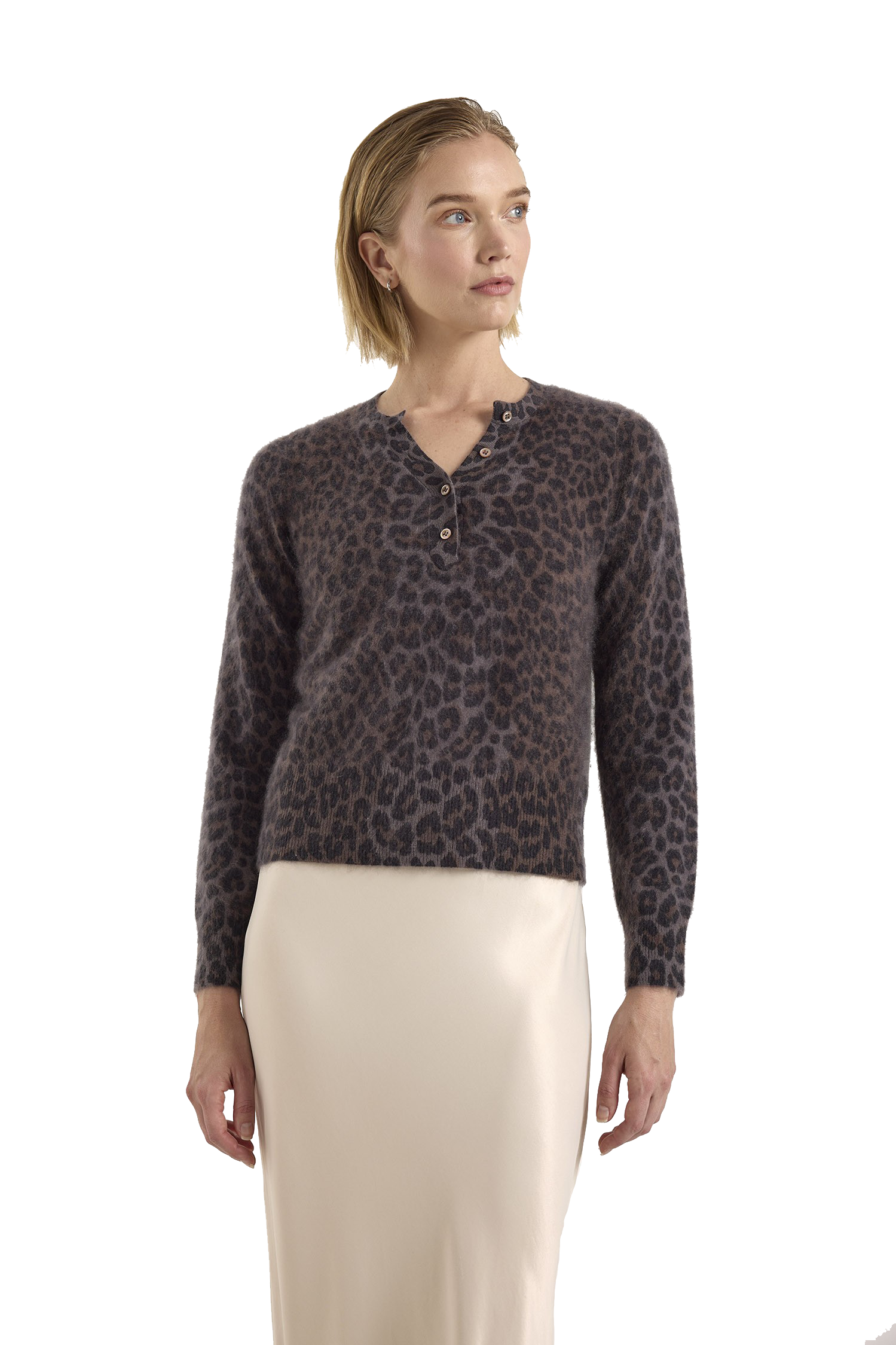 BELLE BRUSHED LEOPARD HENLEY - Sassanova