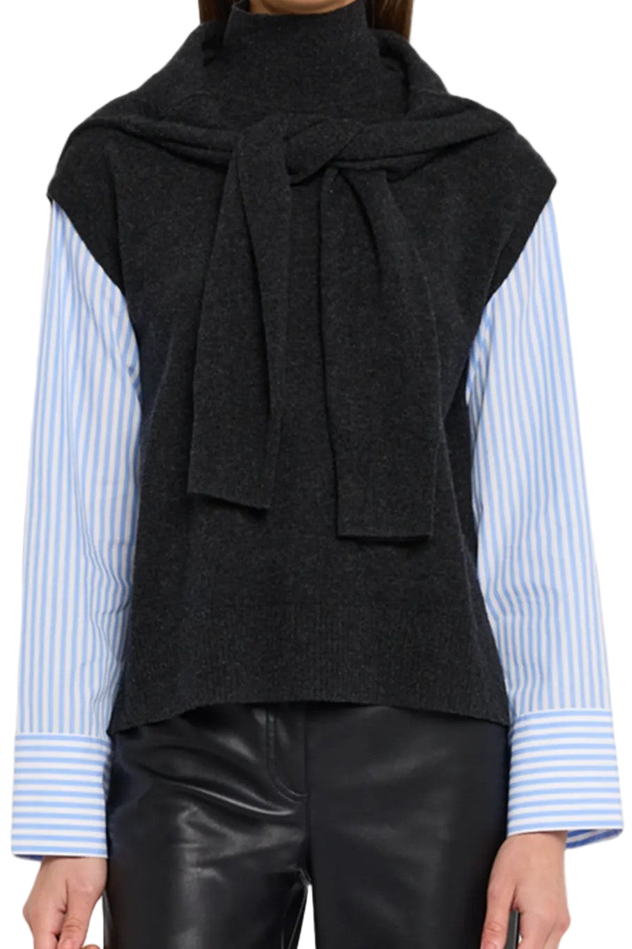 CASHMINO MIXED MEDIA LAYERED TURTLENECK - Sweaters - Sassanova