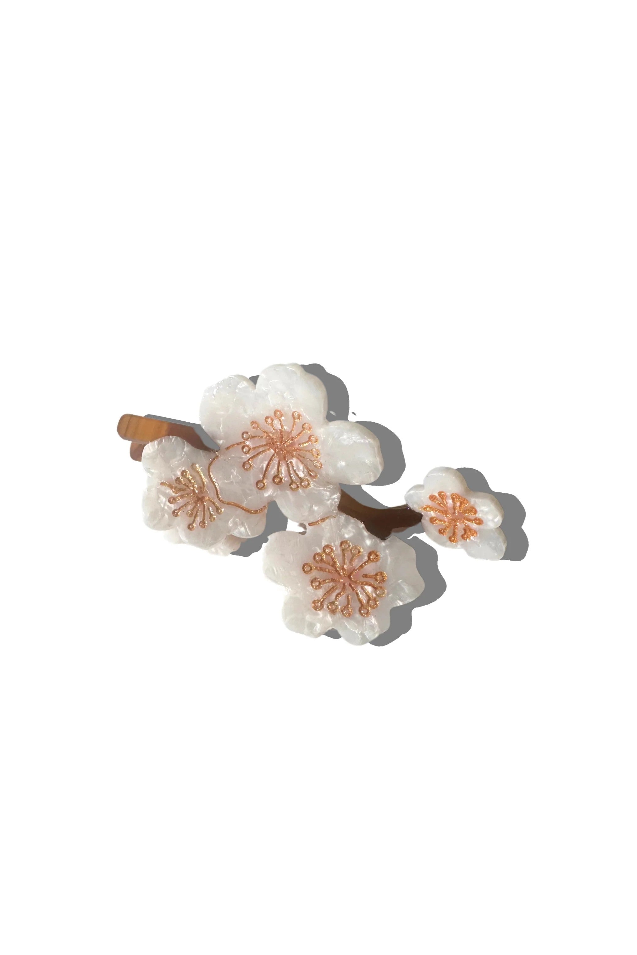 HAND PAINTED SNOW CHERRY BLOSSOM HAIR CLIP - sassanova
