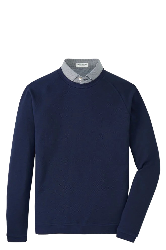 CRADLE PIQUE PERFORMANCE CREW with long sleeves in a solid dark navy color-novaman