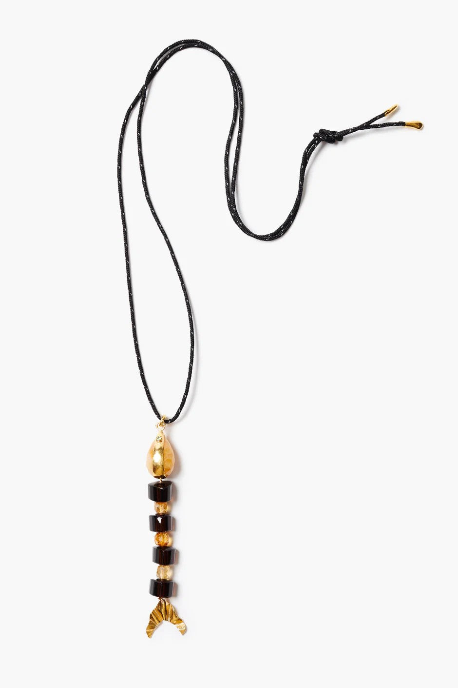 FISHBONE PARACORD NECKLACE- SMOKEY QUARTZ - Necklaces - Sassanova