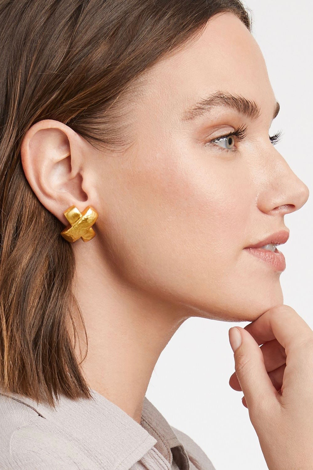 CATALINA X STUD EARRING LARGE- GOLD - Earrings - Sassanova