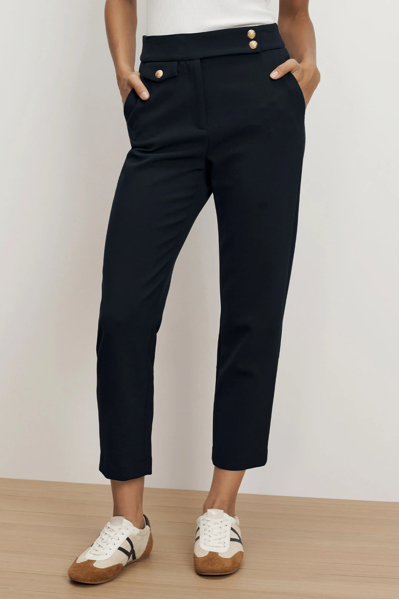 RENZO CREST BUTTON PANTS - Pants - Sassanova