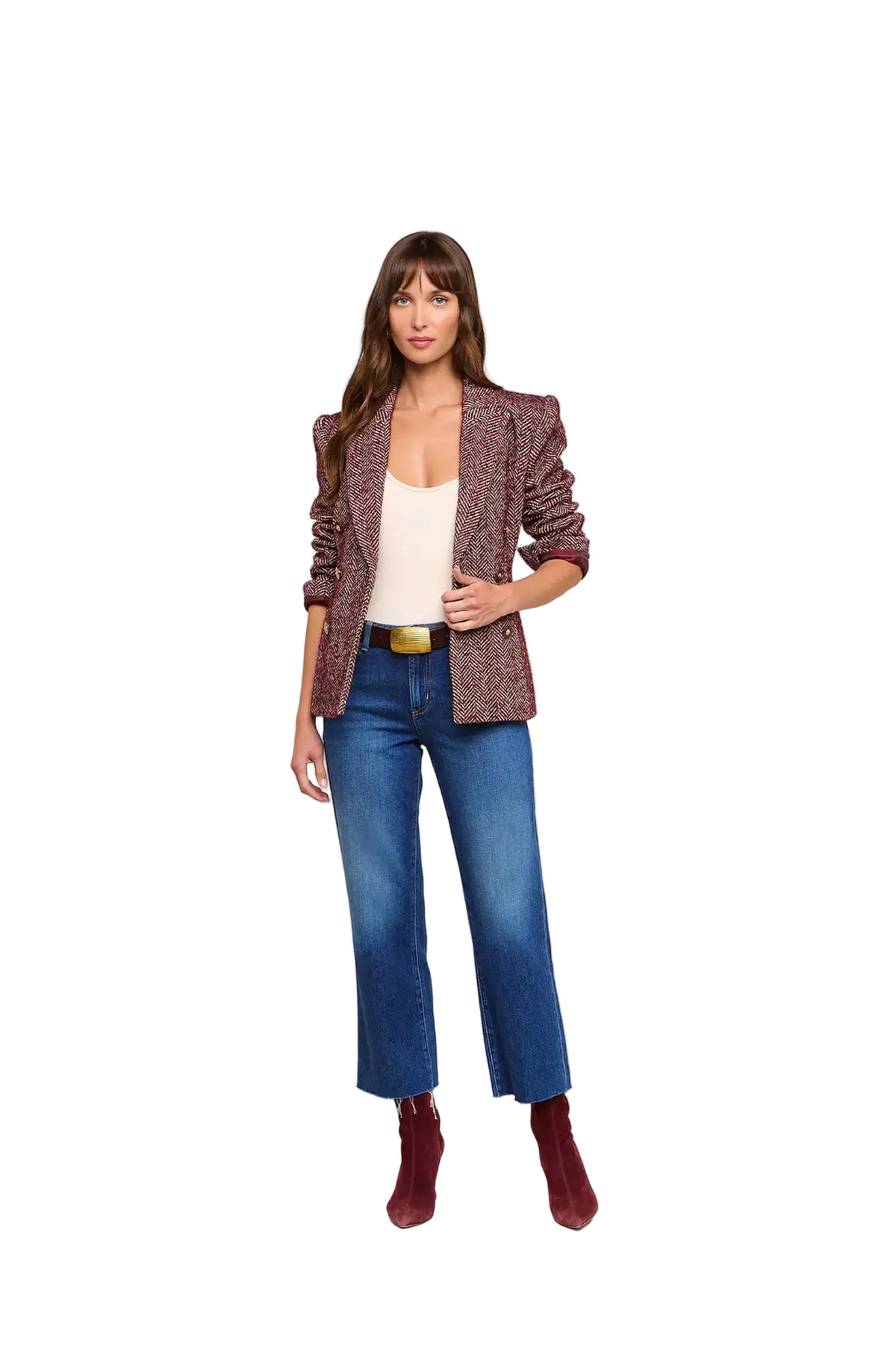 KARIMA CINCHED WAIST TWEED BLAZER Sassanova