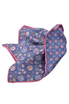 ITALIAN SILK FLORAL POCKET SQUARE DENIM - Ties - Novaman