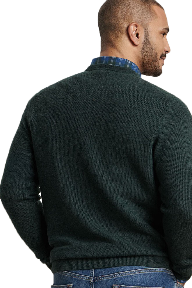 AUTUMN CREST HONEYCOMB CREW sweater in solid dark green-novaman