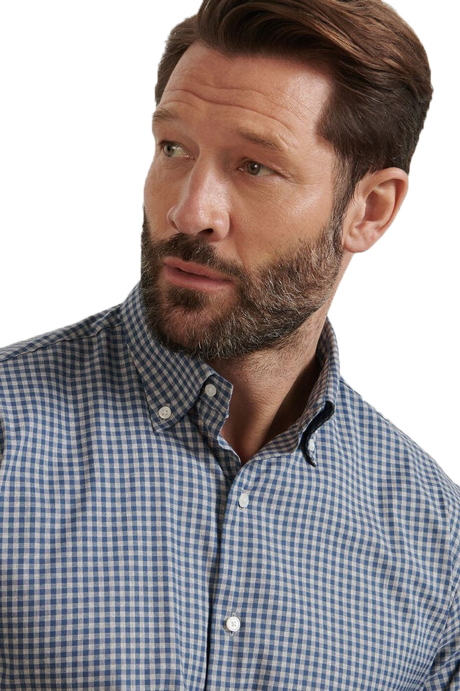 CONWAY CROWN LITE SPORT SHIRT with dark blue plaid print-novaman