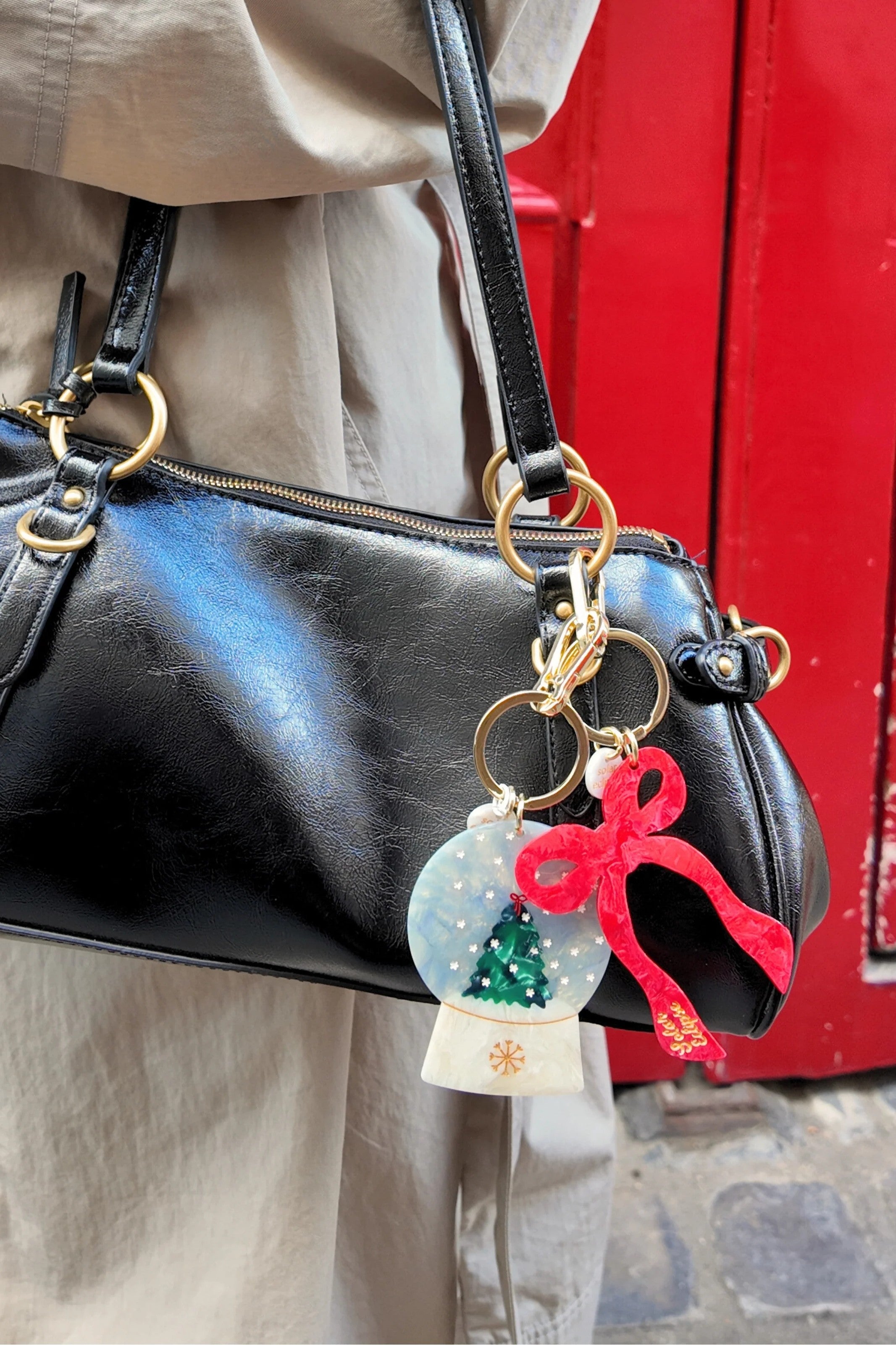 HAND PAINTED RED BOW BAG CHARM & KEYCHAIN - Keychains - Sassanova