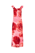 SCARLETT PRINTED RUFFLE NECK DRESS - Dresses - Sassanova
