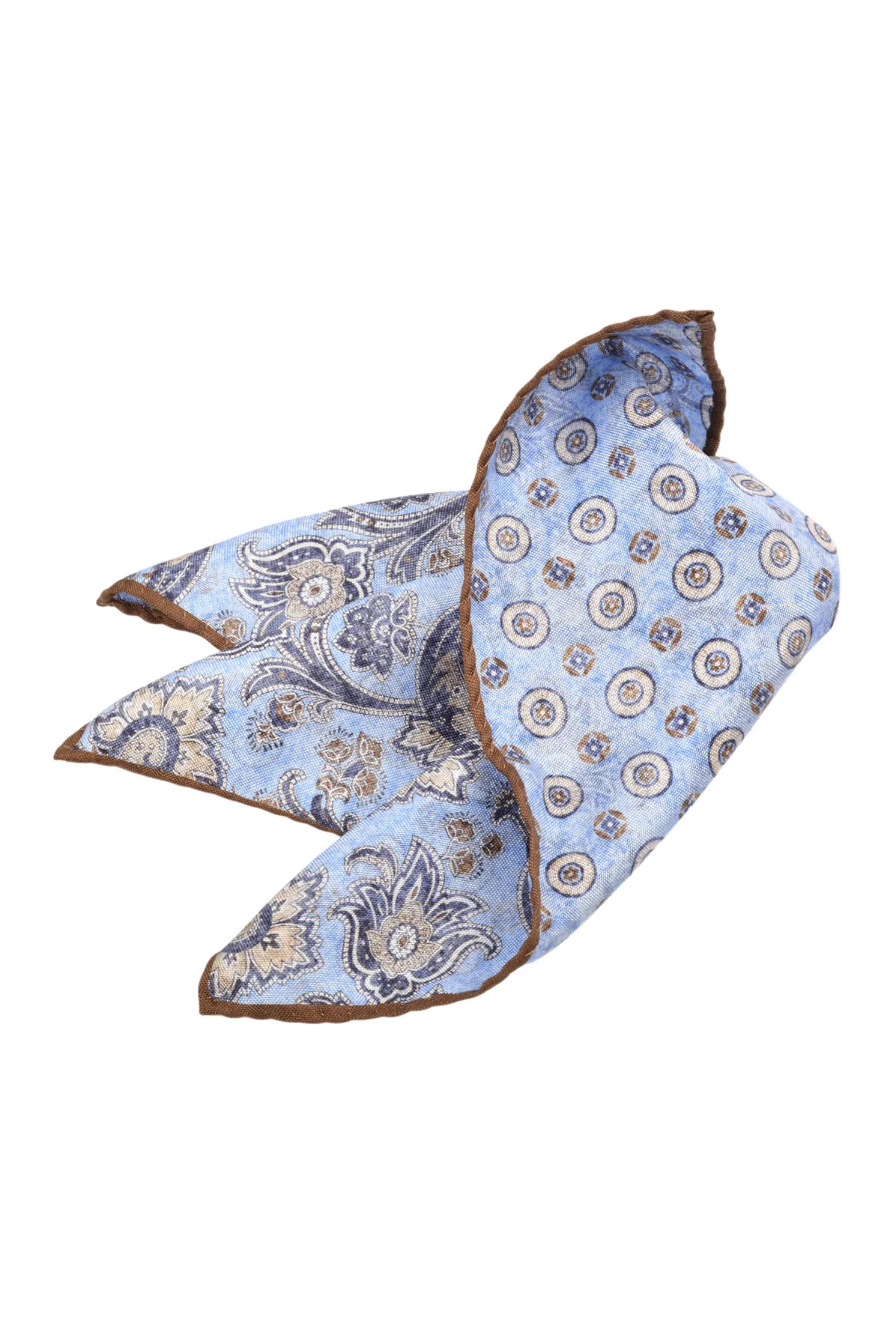 ITALIAN SILK PRINTED POCKET SQUARE FRENCH BLUE OS Sassanova / Novaman