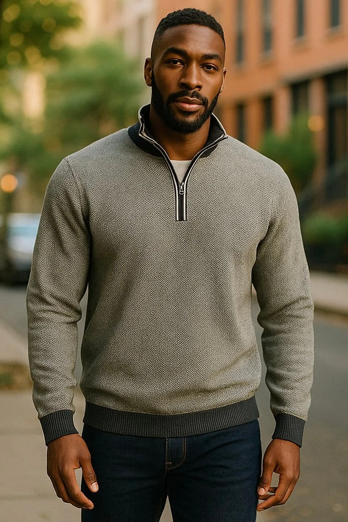 LS ZIP MOCK - Sweaters - Novaman