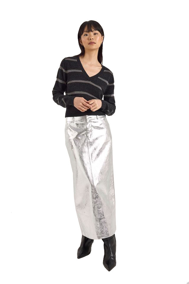 SIMONE LUREX STRIPE V NECK - Sweaters - Sassanova